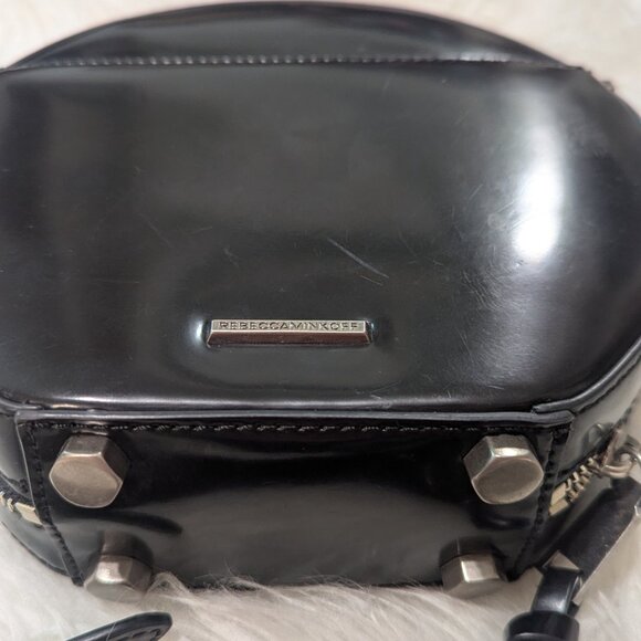 Black Patent Circle Rebecca Minkoff Bag with Stud Details - Picture 5 of 7
